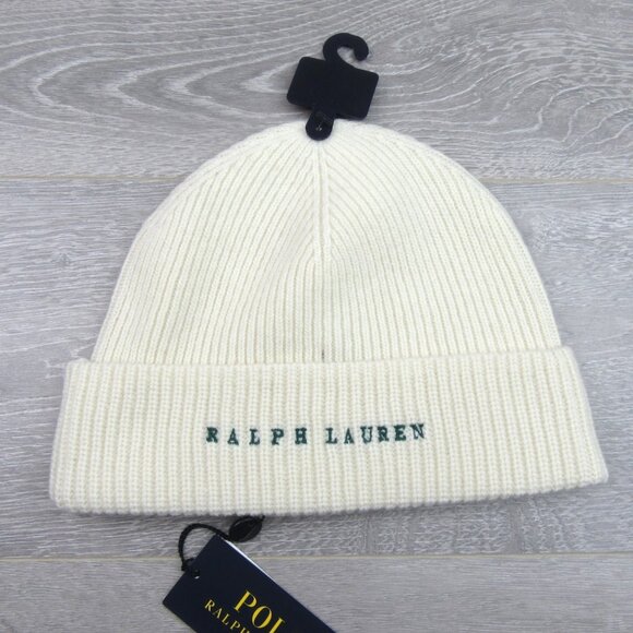 Polo Ralph Lauren Ralph’s Coffee Wool-Blend Cream Beanie Cap One Size NEW - Picture 7 of 12